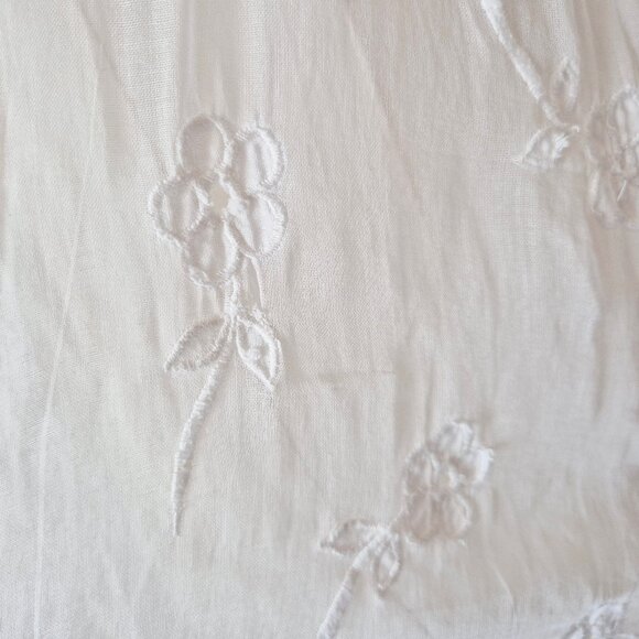 Kiko Comfortable Clothing Embroidered Blouse Sheer White Cotton Button-Front - Picture 2 of 14